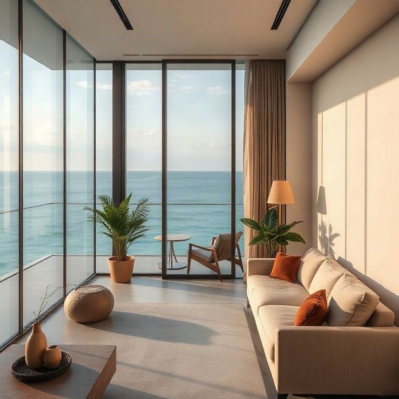 Interior of a high-end Recife apartment with ocean view