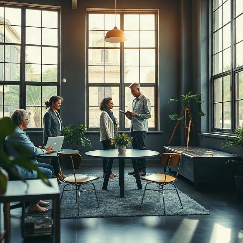 Small professional team in a slate-toned Recife Antigo office